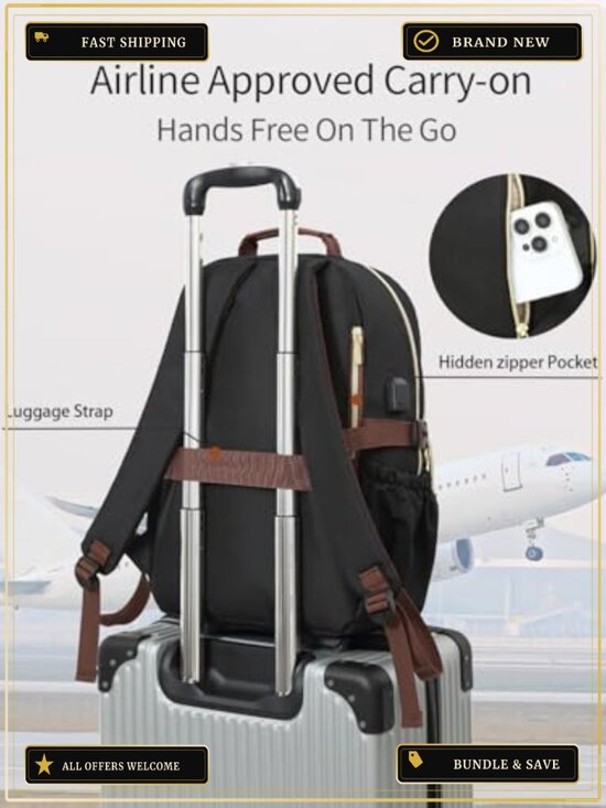 Large Backpack for Women Multi Compartment Laptop Bag with USB Port and Water